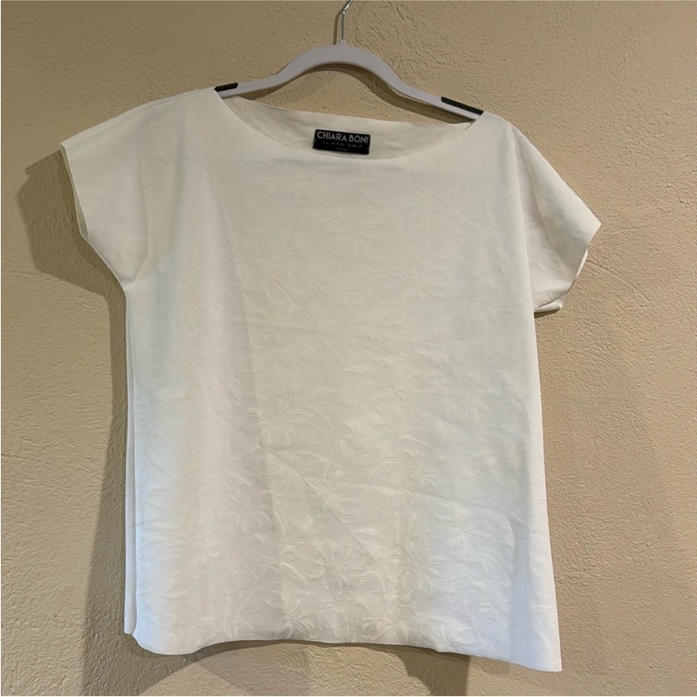 Chiara Boni Womens Seamless Floral Top Size 1 48 IT Ivory Clean Girl